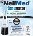 NeilMed Sinugator Cordless Pulsating Nasal Irrigator (Dual Speed) με 30 Premixed Packets και 3 μπαταρίες AA - Μαύρο (Pack of 1)