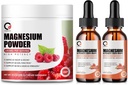 Γλυκινικό μαγνήσιο σταγόνες & 680mg Γλυκινικό μαγνήσιο σκόνη σύμπλοκο για άνδρες και γυναίκες, την ενέργεια υποστήριξης, νύχτα, μύες & κοινή λειτουργία, μη GMO, Vegan