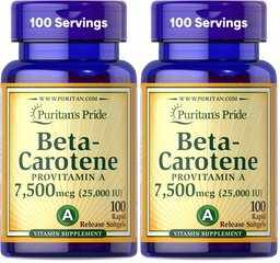Puritan's Pride Beta Carotene για το ανοσοποιητικό και την οφθαλμική υγεία για να υποστηρίξει ένα υγιές ανοσοποιητικό σύστημα 100 Softgels (πακέτο των 2)