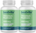 BESTVITE Picolinate χρώμιο 1000mcg (480 κάψουλες χορτοφαγικής) (240 x 2) - Χωρίς Stearates - Όχι Φωσφορικό ασβέστιο - Vegan - Χωρίς γλουτένη - Μη ΓΤΟ