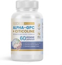 Alpha GPC + Citicoline 60 Ct, 1600mg συμπυκνωμένη Φόρμουλα - 99%+Υψηλά εξαγνισμένη & βιοδιαθέσιμη Nootropic-γνωστικός ενισχυτής, υποστηρίζει μνήμη, λειτουργία του εγκεφάλου, ενισχύει την εστίαση, Mood & Energy