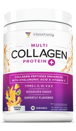Multi Collagen Peptides Σκόνη για γυναίκες - Hydrolyzed Flavored Collagen Powder for Women with Types I II III V & X Vitamin C & Hyaluronic Acid for Hair Skin and Nails (Tropical Punch) - 30 Σερβιρίσματα