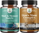 Δέσμη Advanced Nootropics Brain Support Supplement with Memory & Focus Vitamins and Advanced Lion's Mane Mushroom Supplement with Reishi, Chaga, Maitake & Shiitake for Memory Support & Focus