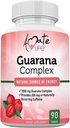 Amate Life Guarana Complex - Guarana Complex Energizer - Caffeine Energizing Supplement - Πηγή Ενέργειας - Αυξάνοντας τις λειτουργίες του μυαλού συμπλήρωμα - 1000mg Guarana - 90 δισκία