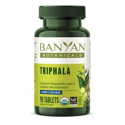 Banyan Botanicals Triphala Tablets - Βιολογικό συμπλήρωμα Triphala με Amla, Haritaki & Bibhitaki – Για Διέγερση, Αποβολή & Υγιεινή Μικροβιομήχανο* – 90 Δισκία – Μη ΓΤΟ Βιώσιμα Προελεύσει Vegan