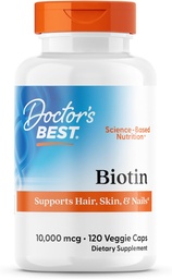Γιατροί Best Biotin, υποστηρίζει τα μαλλιά, το δέρμα, και τα νύχια, μη-GMO, χωρίς γλουτένη, χωρίς σόγια, Vegan 120 Veggie Caps