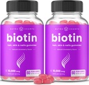 NutraChamps (2 Pack) Biotin Gummies 10.000mcg [High Potency] για υγιή μαλλιά, δέρμα & νύχια για ενήλικες & παιδιά - 5000mcg σε κάθε Gummy Βιταμίνη - Vegan, μη GMO, Pectin-based συμπλήρωμα υγείας μαλλιών