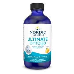 Nordic Naturals Ultimate Omega Liquid, Lemon Flavor - 4 oz - 2840 mg Omega-3 - Συμπλήρωμα ιχθυελαίου υψηλής ισχύος με EPA & DHA - Προάγει την υγεία του εγκεφάλου και της καρδιάς - Μη GMO - 24 Υπηρεσίες