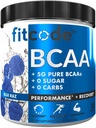 Fitcode Ultra Premium BCAAs with 5G of Pure BCAAs with Proven 2:1:1 Ratio of Amino Acids to Help Post Workout Recovery, Lean Muscle Growth, Endurance, 30 Servings (Blue Raz)