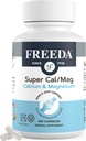 Freeda Super Cal/Mag – Kosher Vegan Bone Health Supplement – Supports Bone Strength, Nerve Function & Muscle Relaxation – Vegetarian Calcium Magnesium Capsules – Third-Party Tested – (100 Capsules)