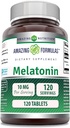 Amazing Formulas Melatonin 10 Mg Supplement | Tablets | Non-GMO | Gluten-Free | Made in USA (1 Pack | 120 Count)