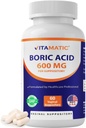 Vitamatic Boric Acid Κολπικό καψάκιο Shell Suppositories 600 mg USP Βαθμός Βορικό οξύ σε χορτοφαγική κάψουλα Shell - 60 Count