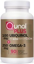 Qunol Plus Ubiquinol CoQ10 100mg με Ωμέγα 3 ιχθυέλαιο 250mg, Πρόσθετη ενίσχυση Αντιοξειδωτικό συμπλήρωμα, 90 Count