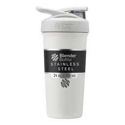 BlenderBottle Strada Shaker Κύπελλο μονωμένο από ανοξείδωτο χάλυβα μπουκάλι νερού με σύρμα Whisk, 24 Ounce, λευκό