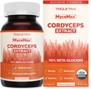 Organic Cordyceps Mushroom Extract - 70% Beta Glucans - Υψηλότερα ενεργά επίπεδα θρεπτικών συστατικών, Max Potency Cordyceps κάψουλες, US Grown + Ultrasonic Extraction - Απόδοση, Ανοσία & Ενέργεια - 60 κάψουλες