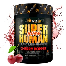 ALPHA LION Superhuman Burn – 2 in 1 Μεταβολισμός Booster Προ προπόνηση και θερμογόνος καύση λίπους για τους άνδρες – Appetite Suppressant και συμπλήρωμα απώλειας βάρους (21 εξυπηρετούν, γλυκιά μαύρη γεύση κεράσι)