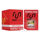 RUN GUM Fruit Punch Energy Chewing Gum 50mg Caffeine Taurine & B-Vitamins Per Piece, 24 Τεμάχια (Pack of 12) Χωρίς ζάχαρη, Zero Calorie, Χωρίς Ασπαρτάμη και Χωρίς Γλουτένη, 1 ea