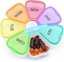 Quacc Cute Weekly Pill Organizer Travel 7 Day Portable Round Floral Pill Case Box Pill Container Medcine Holder for Large Vitamin Fish Oil Pill Medication Supplement Storage - Rainbow