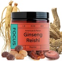 Focus Gummies with American Ginseng, Korean Panax Ginseng & Reishi Extract - Βοηθά στην υποστήριξη της ενέργειας & Mood, Vegan, Low-Sugar, 60 Gummies, Ανανάς, Loquat & Flavor Φράουλα