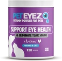 Pet Eyez Vitamin Powder for Pets - Υποστηρίζει την υγεία των ματιών & μειώνει την ανάπτυξη δακρυγόνων - 100% φυσικό πιπέρι τροφίμων για σκύλους & γάτες με superfoods, αντιοξειδωτικά & θρεπτικά συστατικά - κοτόπουλο γεύση - 120 scoops