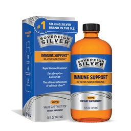 Sovereign Silver Bio-Active Silver Hydrosol for Immune Support - Κολλοειδές Silver Liquid -10 ppm, 16oz (473mL) - Μέγεθος Αξίας