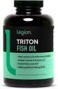 LEGION Triton Fish Oil Capsules - Triple Strength Omega 3 Essential Fatty Acids with Vitamin E & Lemon Oil for Maximum Absorption, Freshness & Purity - 2400mg EPA & DHA Per Serving, 30 Svgs