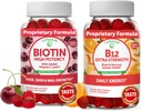 Lunakai Βιοτίνη και βιταμίνη B12 Gummies Bundle - Δέρμα μαλλιών και νύχια ανάπτυξη Gummies με βιταμίνη C και E - Μη ΓΤΟ & Vegan συμπλήρωμα για την ενεργειακή υποστήριξη και την υγεία των οστών - 30 ημέρες προσφοράς