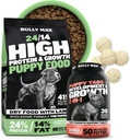 Bully Max 24/14 High Protein Puppy Food (5lbs.) και Puppy Vitamins (30 μασώμενες καρτέλες) για την Ανάπτυξη & την Ανάπτυξη Bundle – Μυϊκό, Ανοσοποιητικό, Οστά & Digestive Υποστήριξη σε Μικρά και Μεγάλα Κουτάβια Φυλή