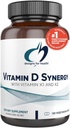 Designs for Health Vitamin D Synergy - 2000 IU Βιταμίνης D με K Συμπλήρωμα - Υποστηρίζει Υγιή Moods, Υγεία των οστών + Ανοσοποιητική Υγεία για Ενήλικες - VIT D3 + Βιταμίνη K - Χωρίς γλουτένη + Μη ΓΤΟ (120 Κάψουλες)