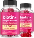 NutraChamps Hair Skin & Nails Gummies, Biotin with Collagen & Keratin, 5000mcg Biotin Beauty Complex, Vitamin Supplement, Berry, 120 Count, Healthy Hair, Radiant Skin & Strong Nails (Pack of 2)