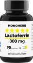 MONOHERB Lactoferrin 300 mg ανά Καψάκιο - 90 Κάψουλες για χορτοφάγους - Κατασκευασμένο στις ΗΠΑ