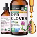BIO KRAUTER Red Clover Βάμμα - Red Clover Extract - Υγρό συμπλήρωμα για την υποστήριξη των γυναικών - Αλκοόλ και ζάχαρη δωρεάν - Vegan σταγόνες 4 fl.Oz.