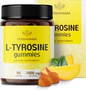 HERBAMAMA L-Tyrosine Gummies - 1000mg L-Τυροσίνη για την υποστήριξη της καθαρότητας του εγκεφάλου - Vegan, ενέργεια μη GMO και συμπλήρωμα εστίασης - 90 Pectin-based Mango-Flavored Chews