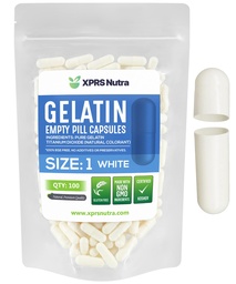 XPRS Nutra Μέγεθος 1 Κενές κάψουλες - 100 Count Empty Gelatin Κάψουλες - Χάπια DIY Καψάκιο Γέμισμα - Pure Bovine Pill Gel Caps for Do-It-Yourself Συμπληρώματα (White)