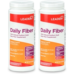 LEADER Psyllium Husk Powder Supplement 4-σε-1 Fiber for Digestive Health, Plant Based 100% Natural Psyllium Husk Daily Fiber, Gluten Free, Non-GMO, Compare to Metamucil 20,3 OZ (Pack of 2)