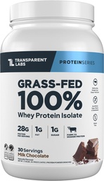 Διαφανές εργαστήριο Grass-Fed Whey Protein Isolate - Φυσικά αρωματισμένη, χωρίς γλουτένη πρωτεΐνη Whey σκόνη με 28g πρωτεΐνης ανά σερβίροντας & 9 Αμινοξέα - 30 σερβίροντας, σοκολάτα γάλακτος