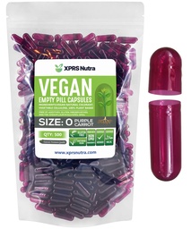 XPRS Nutra Μέγεθος 0 Κενές κάψουλες - 500 Count Empty Vegan Κάψουλες - Χορτοφαγικά Χάπια - DIY Καψάκιο Γέμισμα - Veggie χάπια για Do-It-Yourself Συμπληρώματα (Purple Carrot)