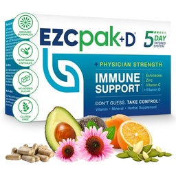 EZC Pak 5-Day ανοσοποιητικό σύστημα Booster με Echinacea, βιταμίνη C, ψευδάργυρος & βιταμίνη D - Tapered ανοσοποιητική υποστήριξη συμπλήρωμα για ενήλικες - Υποστηρίζει την ανοσία, εύκολο πακέτο συμπλήρωμα μεγέθους ταξιδιών