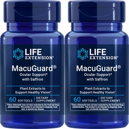 Επέκταση ζωής MacuGuard Οφθαλμική υποστήριξη με Saffron, 60 softgels (πακέτο του 2)