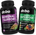 Adrenal Support & Organic Superfood Greens & Fruit Supplement - Καθημερινή ενέργεια Super Food Fruits and Veggie Supplement Tablets Plus Fry Foods