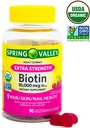 Spring Valley Biotin 10,000mcg Vegetarian Gummy Supplement, 90ct +Better Guide Vitamins Supplements