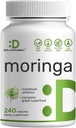 Moringa Capsules 9,000mg Herbal Equivalent, 240 Capsules – 4 Month Supply – Maximum Potency Pure Moringa Leaf Extract – Complete Green Superfood Supplement for Energy, Skin & Immune Health Support