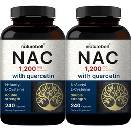 2 Pack NAC συμπλήρωμα (N-Ακετυλοκυστεΐνη) με Quercetin, 1.200mg ανά υπηρεσία, 480 κάψουλες 