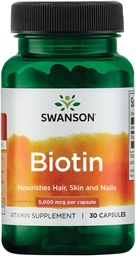 Swanson Βιοτίνη B7 Βιταμίνη 5000 mcg 30 Καψάκια