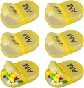 6 Pack Pill Organizer Pocket Μικρός κάτοχος θήκης Am Pm Pill Υπόθεση Φορητό Δύο Διαμέρισμα Round Travel 2 φορές την ημέρα για βιταμίνη συμπλήρωμα φαρμακευτικής αγωγής (Κίτρινο)