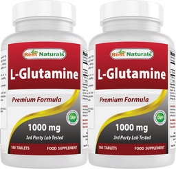 Best Naturals L- Glutamine 1000 mg 180 δισκία (180 Count (Pack of 2))