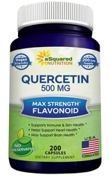 aSquared Nutrition Quercetin 500mg Συμπλήρωμα - 200 Κάψουλες - Quercetin Dihydrate to Support Cardiaγγειακή Υγεία - Max Strength Powder Complex χάπια για να βοηθήσει στη βελτίωση της ανοσοαπόκρισης