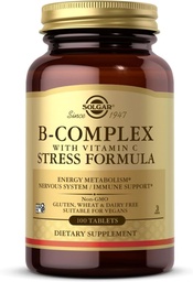 Solgar B- Complex με Βιταμίνη C - 100 δισκία - Μη ΓΤΟ, Vegan, Kosher & Gluten Free - 50 σερβιρίσματα