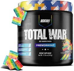 REDCON1 Total War Pre Workout, Rainbow Candy - Beta Alanine + Citrulline Malate Keto Friendly Preworkout για άνδρες & γυναίκες με 320mg καφεΐνη - γρήγορη δράση (30 υπηρεσίες)