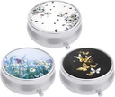 3 Pack Pill Box, μικρή θήκη χαπιών για το πουρμπουάρ & τσέπη, χαριτωμένο ταξιδιωτική ιατρική Organizer, φορητός κάτοχος εμπορευματοκιβωτίων ιατρικής για να κρατήσει βιταμίνες, φαρμακευτική αγωγή, ιχθυέλαιο & συμπλήρωμα, πεταλούδα